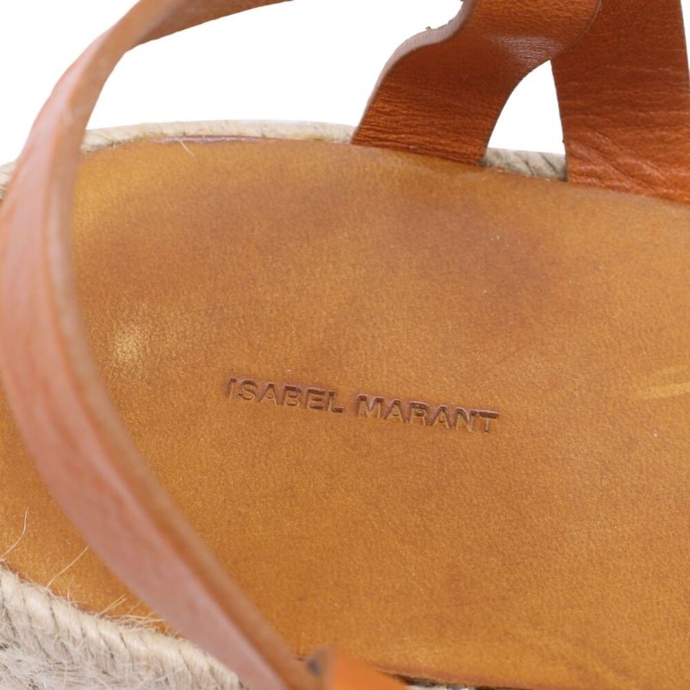 Isabel Marant Thong Ankle Strap Espadrille Wedge Sandals in Brown Leather - Picture 7 of 8